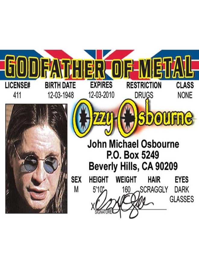 Signs 4 Fun Parody ID | Ozzy Driver’s License | Fake ID Novelty Card | Collectible Trading Card Driver’s License | Novelty Gift for Holidays | Made in The USA